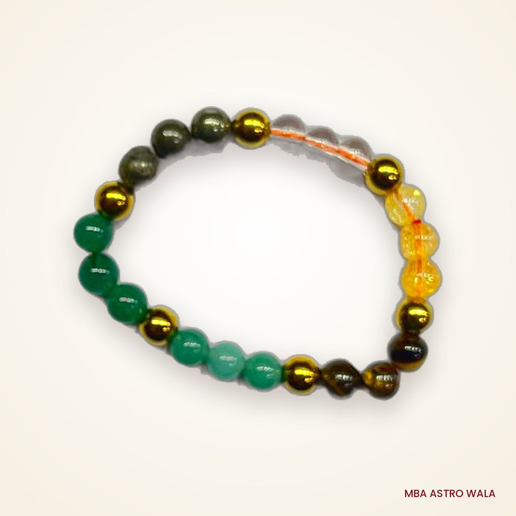 Money Magnet Bracelet - Pyrite, Citrine, Tiger Eye, Green Aventurine, Clear Quartz 8mm beads