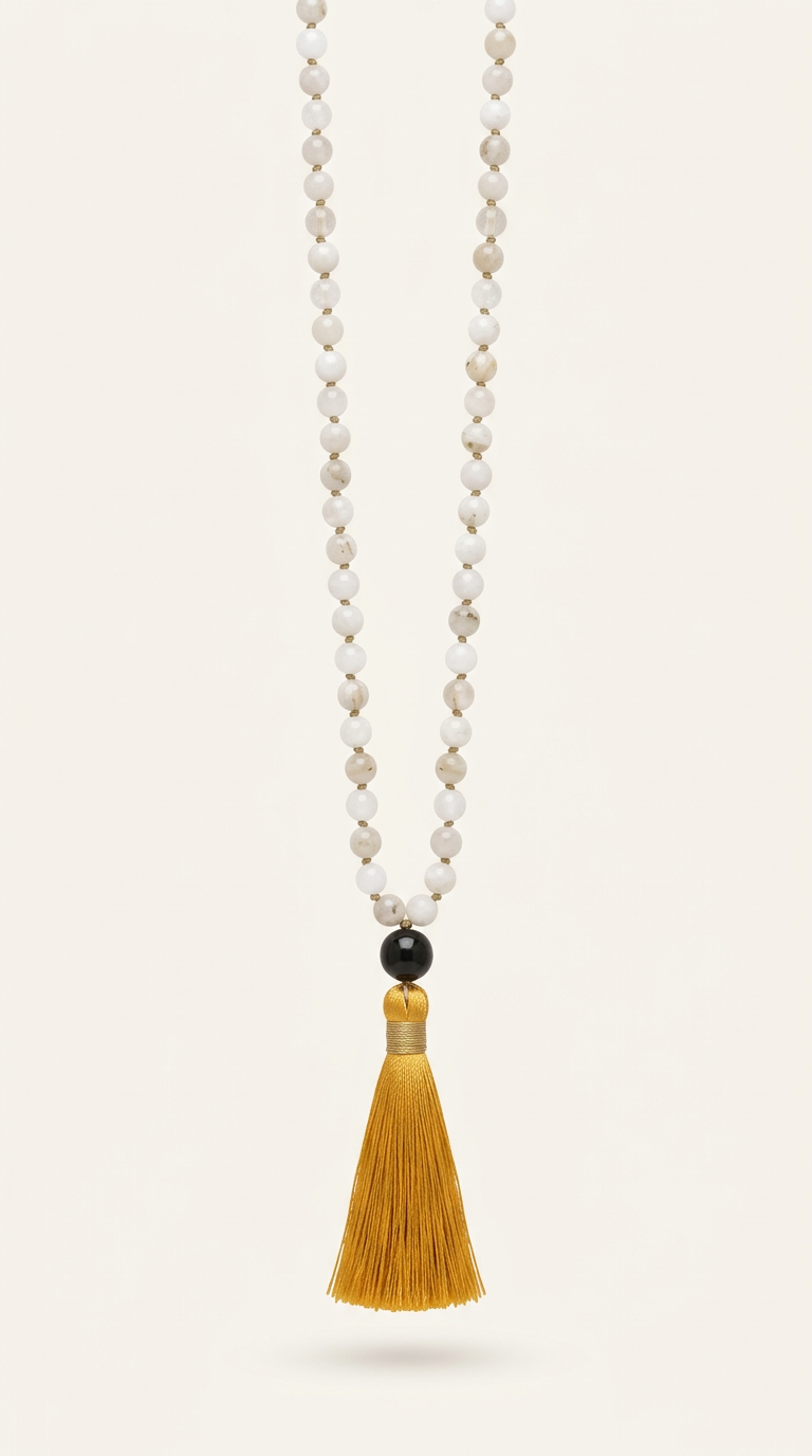 Gemstone Mala Necklace in Moonstone