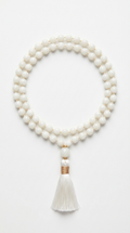 White jade gemstone mala necklace