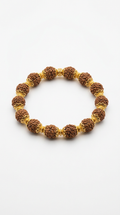 Rudraksha bracelet with gold-plated accents