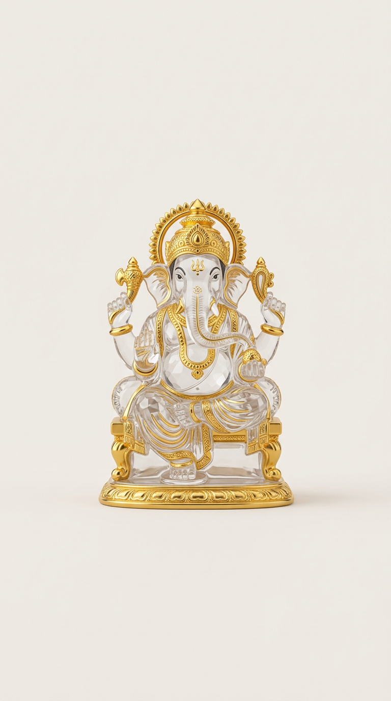 Crystal Pooja Murti with Gold Accents
