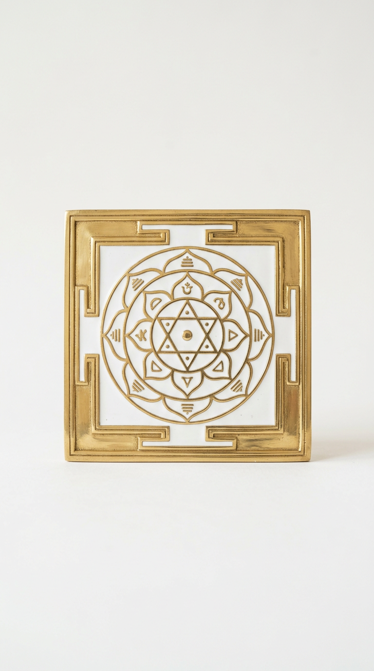 Brass and White Enamel Vaastu Yantra